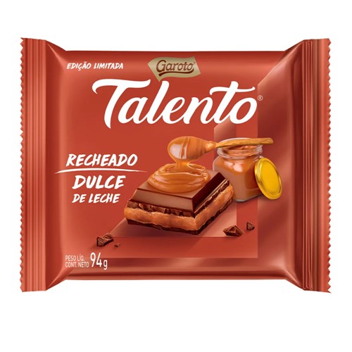 Chocolate Garoto Talento Recheado Dulce de Leche 94g Edição Limitada
