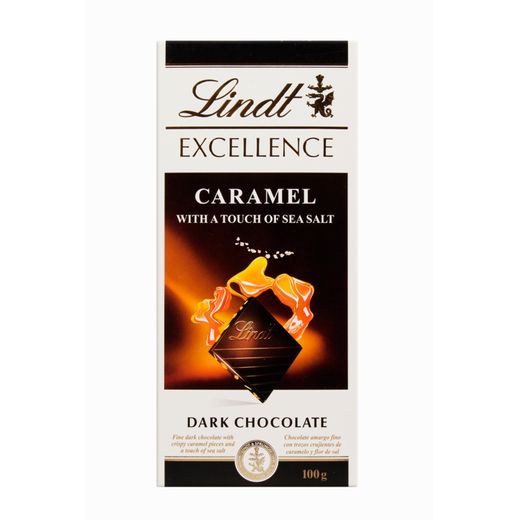 Chocolate Lindt Excellence Caramel And Sea Salt 100 G (Meio Amargo com Caramelo e Flor de Sal)