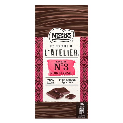 Chocolate Nestlé Les Recettes de L'atelier N°3 Dark Floral 78% Cacau 100g