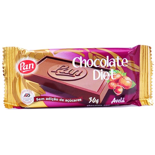 Chocolate Pan Diet Avelã para Dieta de Ingestão Controlada de Açúcares 30g