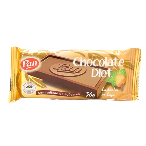 Chocolate Pan Diet Castanha de Caju para Dieta de Ingestão Controlada de Açúcares 30g