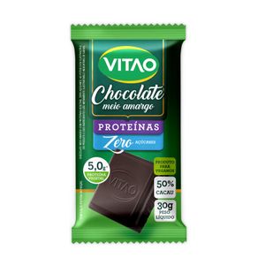 Chocolate Proteico Meio Amargo Zero Açúcares com Proteína Vegetal 30g