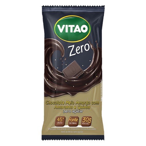 Chocolate Vitao Zero Meio Amargo com Amaranto e Quinoa Zero Açúcar com 30g