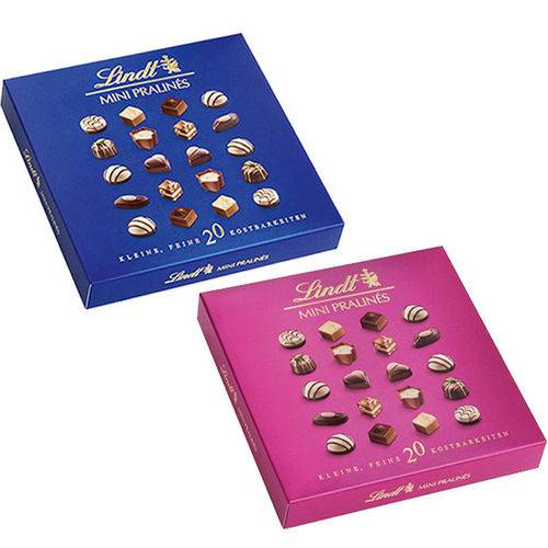 Chocolates Sortidos Lindt Mini Pralinés 100g - Rosa ou Azul