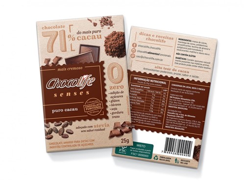 Chocolife Senses 71% Puro Cacau 25g - Chocolife