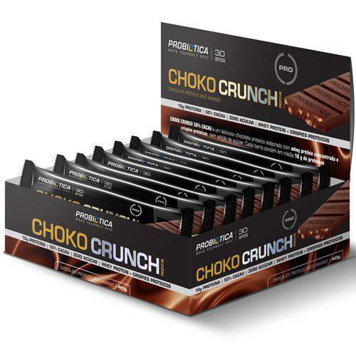 Choko Crunch - Chocolate Proteico Meio Amargo - 12 Unidades - Probiótica