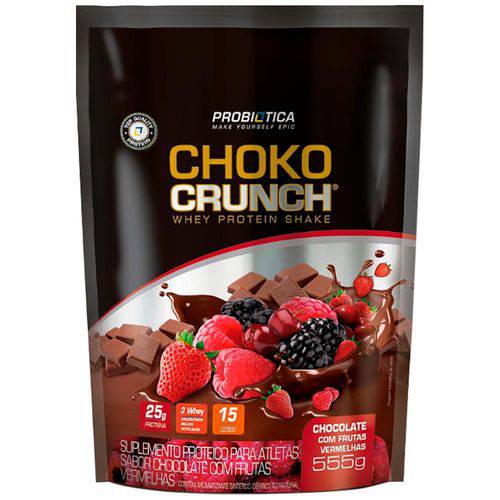 Choko Crunch Whey Protein Shake - 555g - Probiótica - Chocolate com Frutas Vermelhas