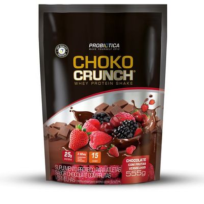 Choko Crunch Whey Protein Shake 555g Probiótica Choko Crunch Whey Protein Shake 555g Chocolate com Frutas Vermelhas Probiótica