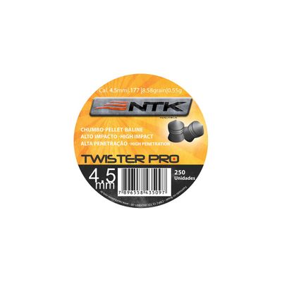 Chumbinho NTK Tático para Tiro Esportivo com Grande Poder de Impacto e Calibre 4,5 Mm Twister