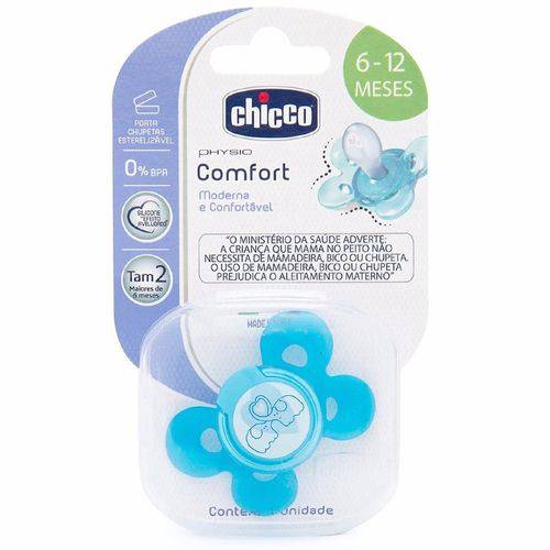 Chupeta Comfort Azul Silicone Chicco Tamanho 2 (6-12M)