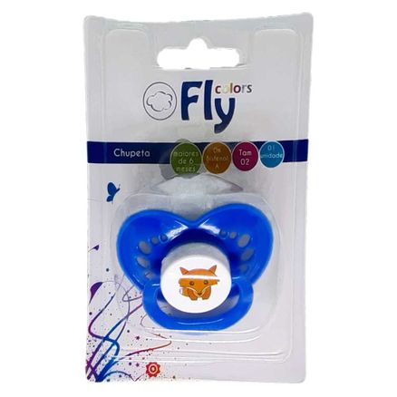 Chupeta Fly Colors Bico de Silicone Ortodôntica Tamanho 2 Soft Azul Ref 611