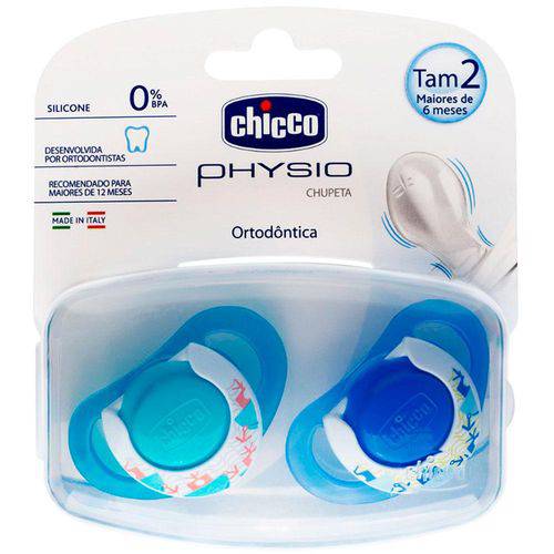 Chupeta Physio Ring Dupla Azul (6m+) 572100 - Chicco