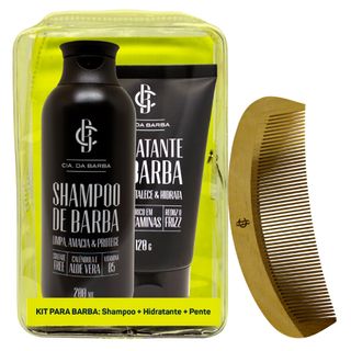 Cia. da Barba Seleção Barba Hidratada Kit - Shampoo + Hidratante + Pente Kit