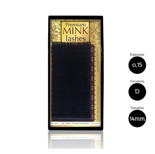 Cílios Alongamento Mink Premium 16 Linhas 0,15 D 14mm