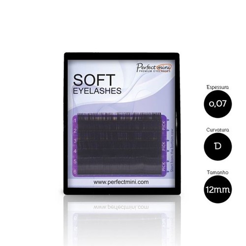Cílios Alongamento Soft Premium 6 Linhas 0,07 D 12mm