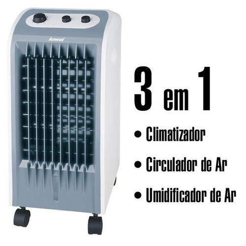 Climatizador de Ar 3 em 1 Amvox, 750W, 4 Litros, 3 Velocidades, 127V, Branco/Cinza - Acl 400