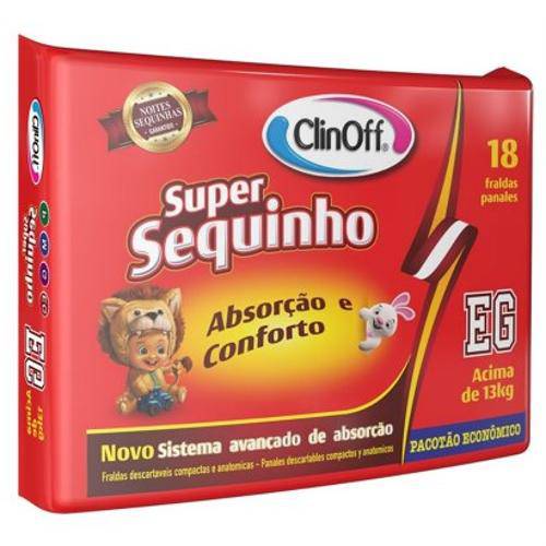 Clin Off Fralda Infantil Super Sequinho Econômico - 18 Unidades Tamanho Extra G