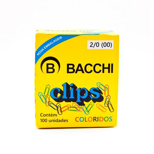 Clips 2/0 Colorido com 100 Unidades Bacchi