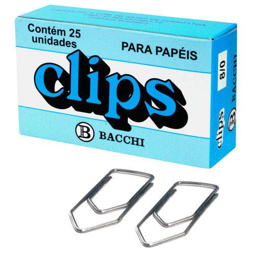Clips Galvanizado N.8/0 Caixa com 25 Unidades - Bacchi