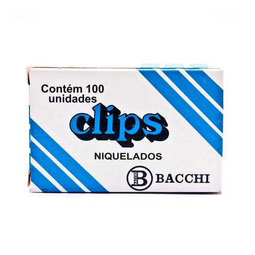 Clips Niquelados Nº 2 Bacchi Caixa com 100 Clips