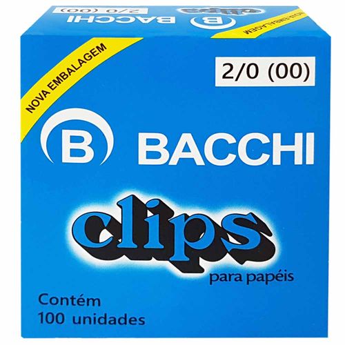 Clips para Papel 2/0 Bacchi 100 Unidades 130396