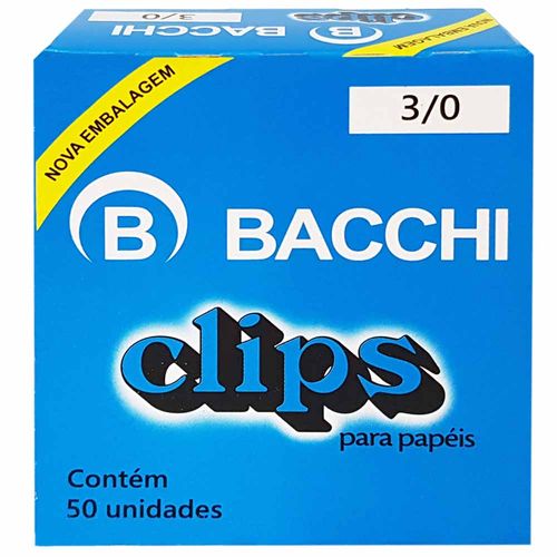 Clips para Papel 3/0 Bacchi 50 Unidades 130869
