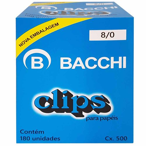 Clips para Papel 8/0 Bacchi 180 Unidades 241009