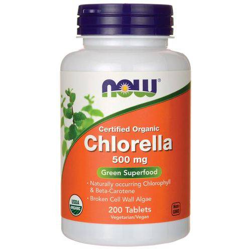Clorela Importada Orgânica 500mg 200 Cap Chlorella Now Foods