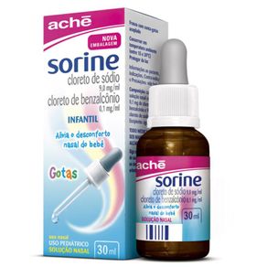 Cloreto de Sódio 0,9% + Cloreto de Benzalconio - Sorine Infantil Solução Nasal com 30 Ml
