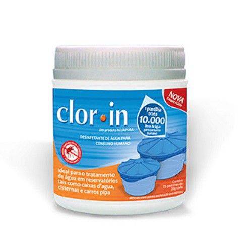 Cloro Clor-in 10.000 Caixas D'agua Cisternas Carros Pipa Consumo Humano 25 Pastilhas 20g Clorin