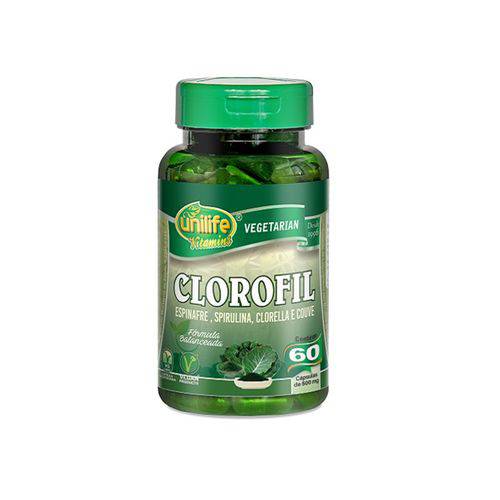 Clorofil - Espinafre+Spirulina+Clorella+Couve - 60 Cápsulas Unilife
