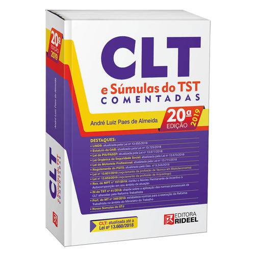 CLT e Súmulas do Tst Comentadas - 20ª Edição (2018)