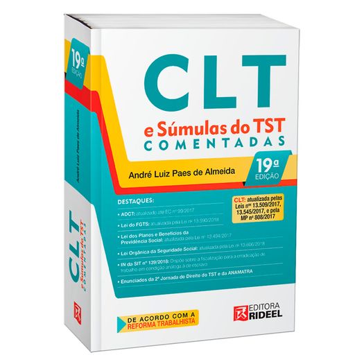 Clt e Sumulas do Tst Comentadas - Rideel - 19 Ed