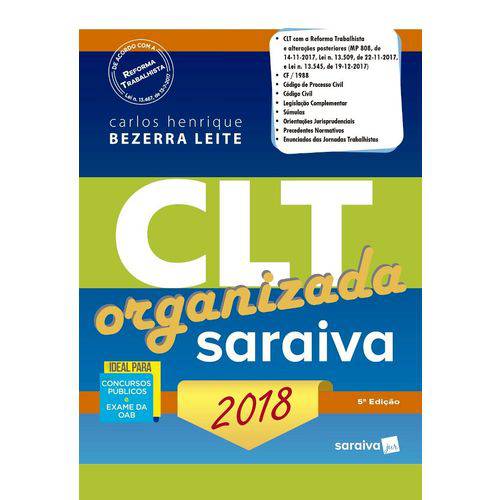 Clt Organizada Saraiva - 5ª Edição (2018)