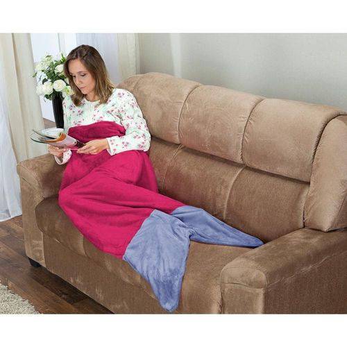 Cobertor Adulto Calda de Sereia Saco de Dormir 01 Peça (toque Aveludado) - Pink