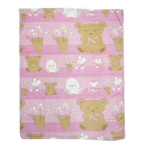 Cobertor Bebe Camesa -Soft Pelucia Bichinhos Rosa