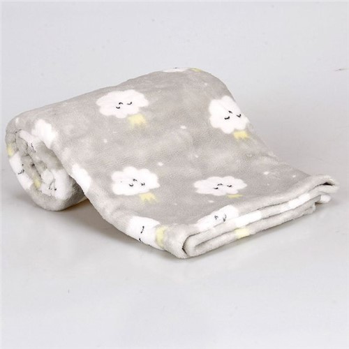 Cobertor Bebê Microfibra 90x100cm Yoyo Baby Nuvens Cinza Nuvens Cinza