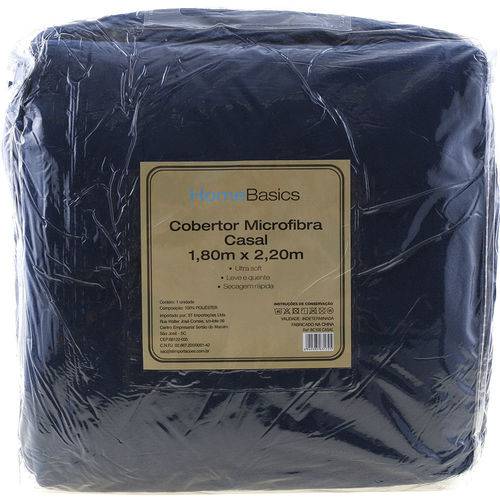 Cobertor Casal Microfibra Azul 180x2,20m - Home Basics