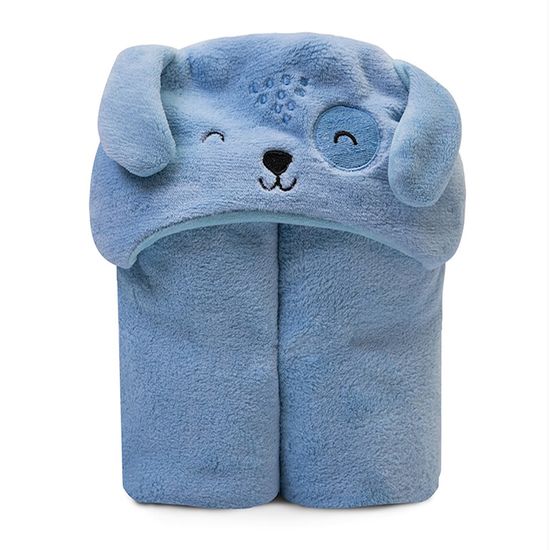 Cobertor com Capuz para Bebê Microfibra Azul