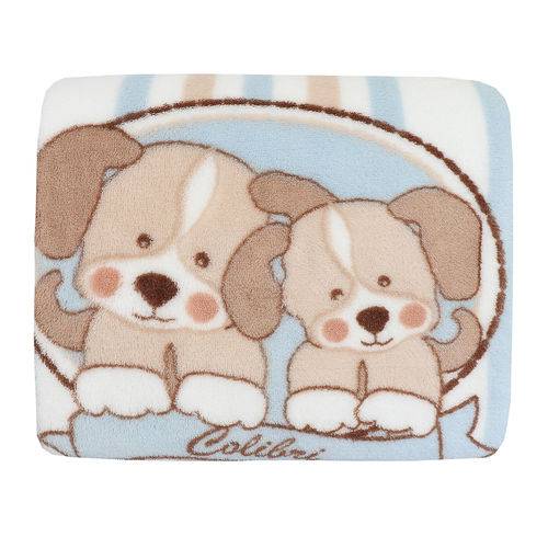Cobertor de Bebê Acalanto Estampado Cachorrinhos Azul