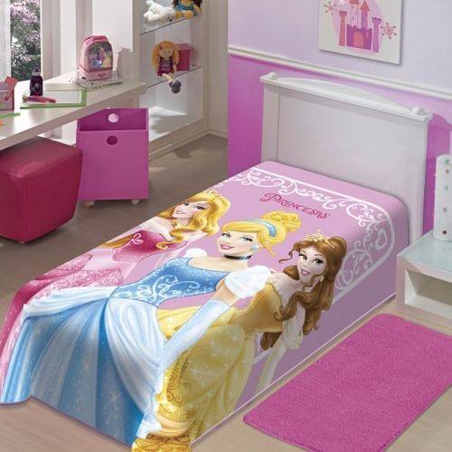 Cobertor de Solteiro Princesas Disney Jolitex Raschel Macio