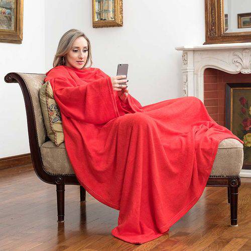Cobertor de Tv com Mangas Solteiro - Loani Vermelho