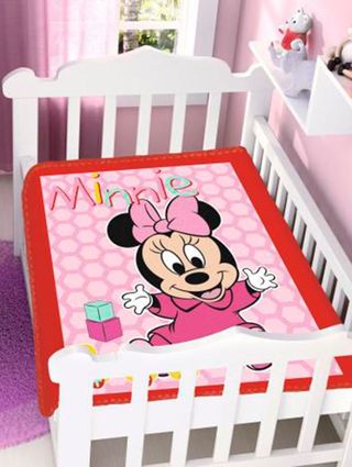 Cobertor Disney Jolitex Infantil para Bebê - Rosa/preto