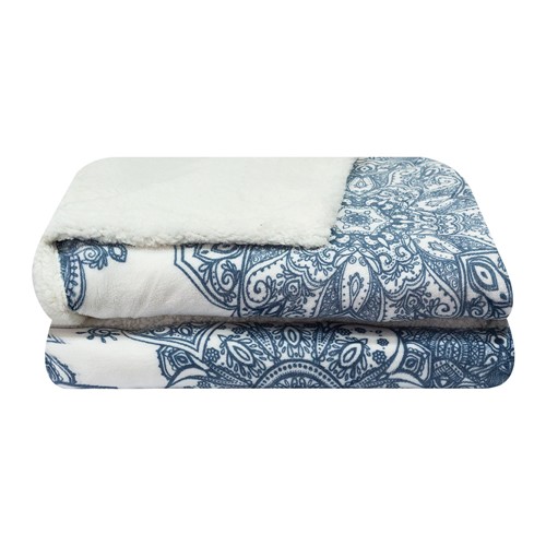 Cobertor Dupla Face Sultan Arabesco Azul - 2,00 X 2,30m 100% Poliéster - Realce Premium