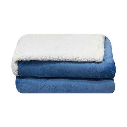 Cobertor Dupla Face Sultan Azul Liso - 2,00 X 2,30m 100% Poliéster - Realce Premium