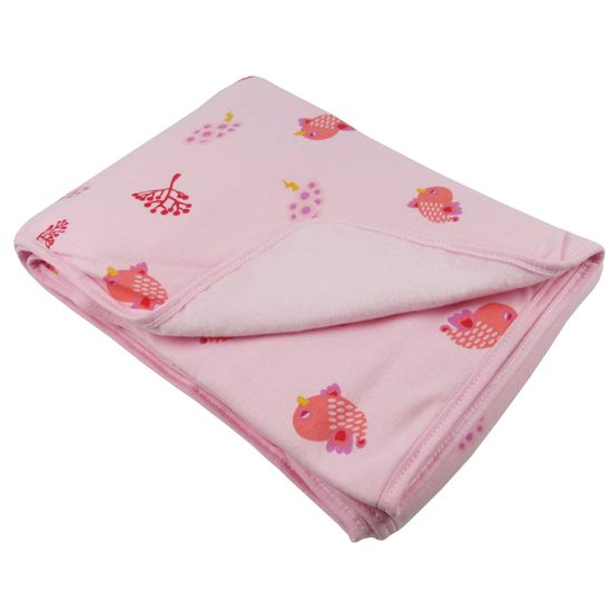 Cobertor Feminino Dupla Face Rosa Estampado Passarinho