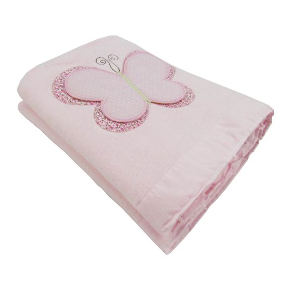 Cobertor Feminino Rosa Bordado Borboleta