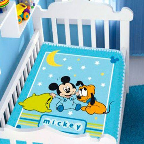 Cobertor Infantil Disney Baby Raschel Mickey Soninho/azul - Jolitex
