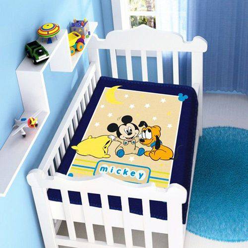 Cobertor Infantil Disney Baby Raschel Mickey Soninho/Marinho - Jolitex