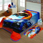 Cobertor Infantil Mattel Hot Wheels Pista Poliï¿½ster Microfibra Jolitex 1,50mx2,00m Azul